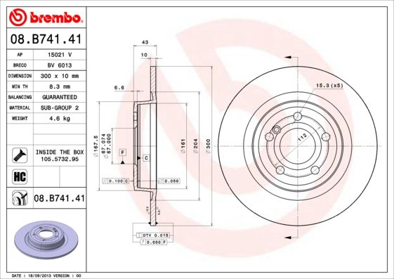 Tarcza hamulcowa BREMBO 08.B741.41