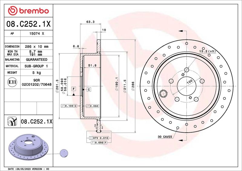 Tarcza hamulcowa BREMBO 08.C252.1X