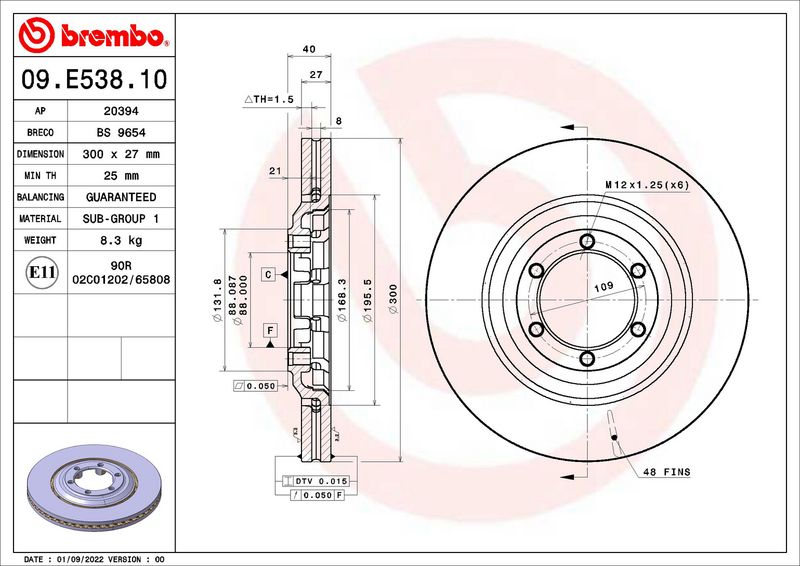 Tarcza hamulcowa BREMBO 09.E538.10