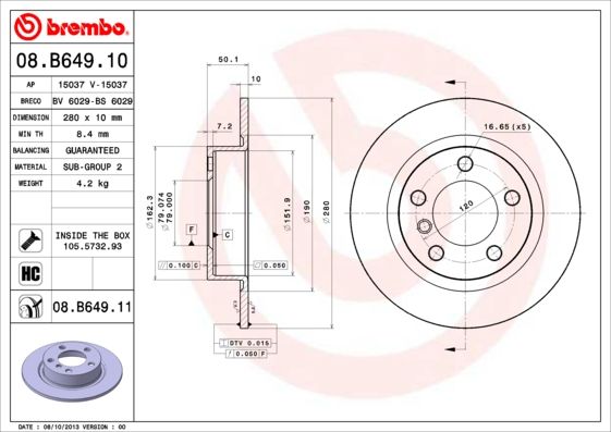 Tarcza hamulcowa BREMBO 08.B649.11