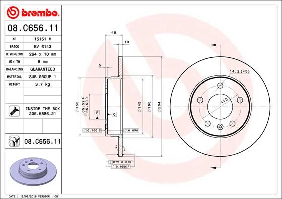 Tarcza hamulcowa BREMBO 08.C656.11