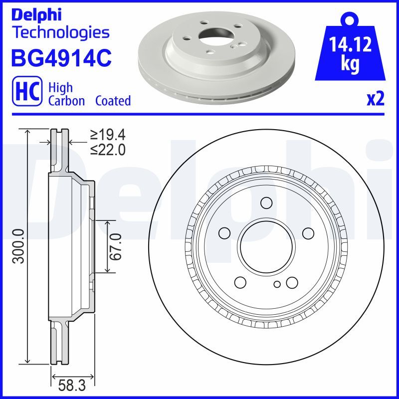 Tarcza hamulcowa DELPHI BG4914C