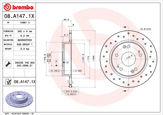 Tarcza hamulcowa BREMBO 08.A147.1X