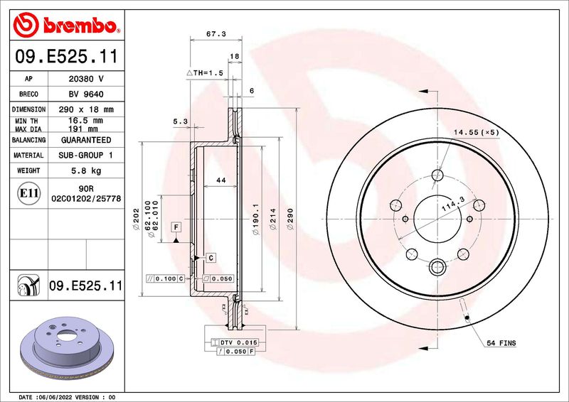 Tarcza hamulcowa BREMBO 09.E525.11