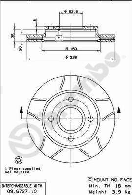 Tarcza hamulcowa BREMBO 09.6727.77