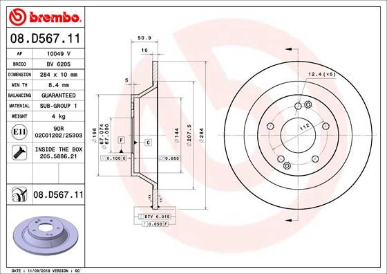 Tarcza hamulcowa BREMBO 08.D567.11