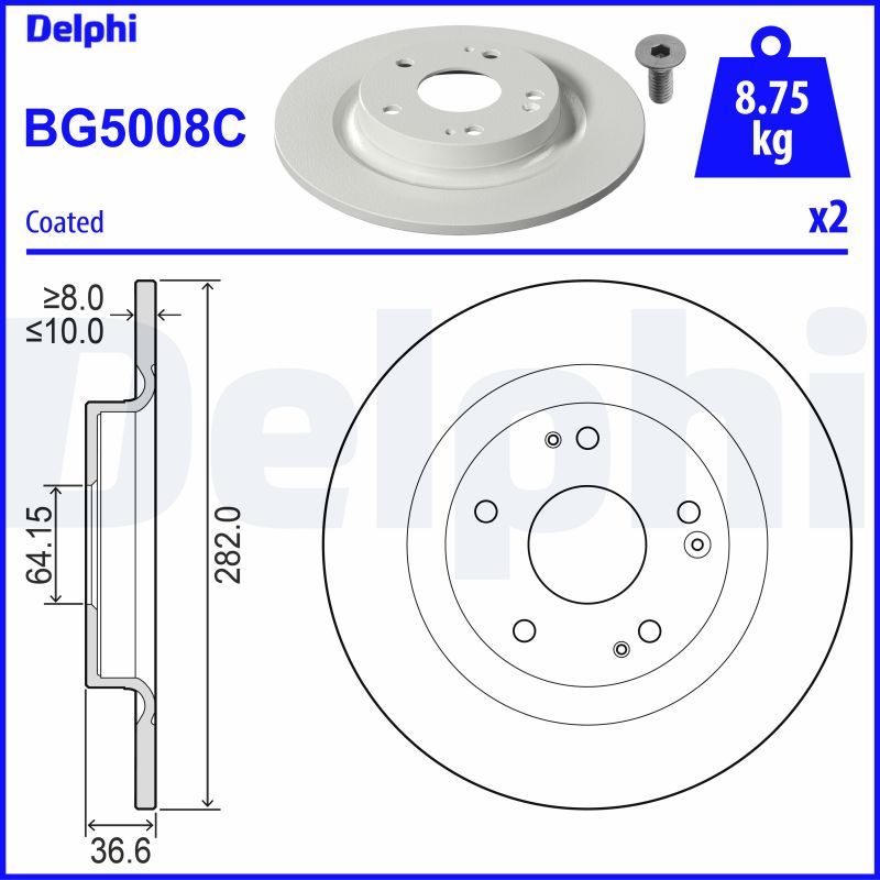 Tarcza hamulcowa DELPHI BG5008C