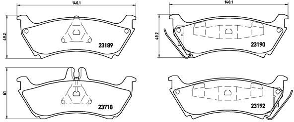 Zestaw klocków hamulcowych, hamulce tarczowe BREMBO P 50 044