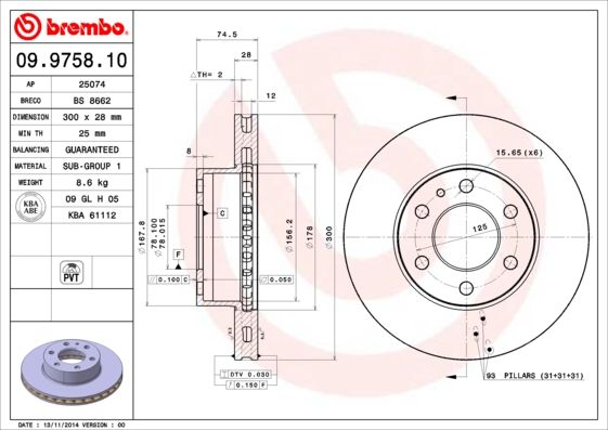 Tarcza hamulcowa BREMBO 09.9758.10