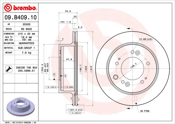 Tarcza hamulcowa BREMBO 09.B409.10