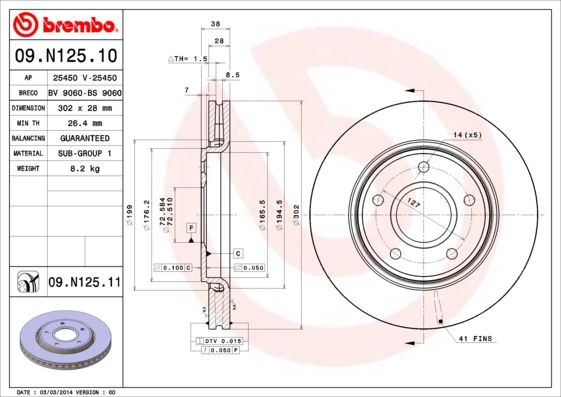Tarcza hamulcowa BREMBO 09.N125.11