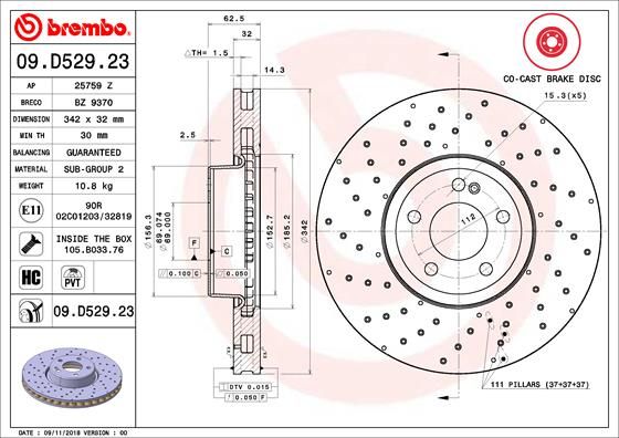 Tarcza hamulcowa BREMBO 09.D529.23