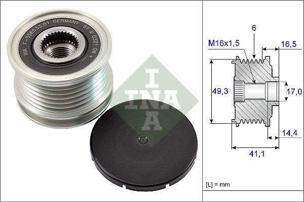 Alternator - sprzęgło jednokierunkowe INA 535017810