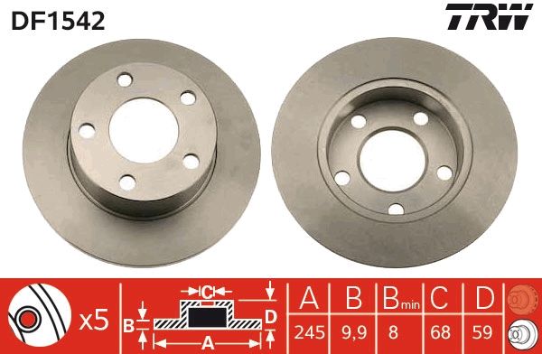 Tarcza hamulcowa TRW DF1542
