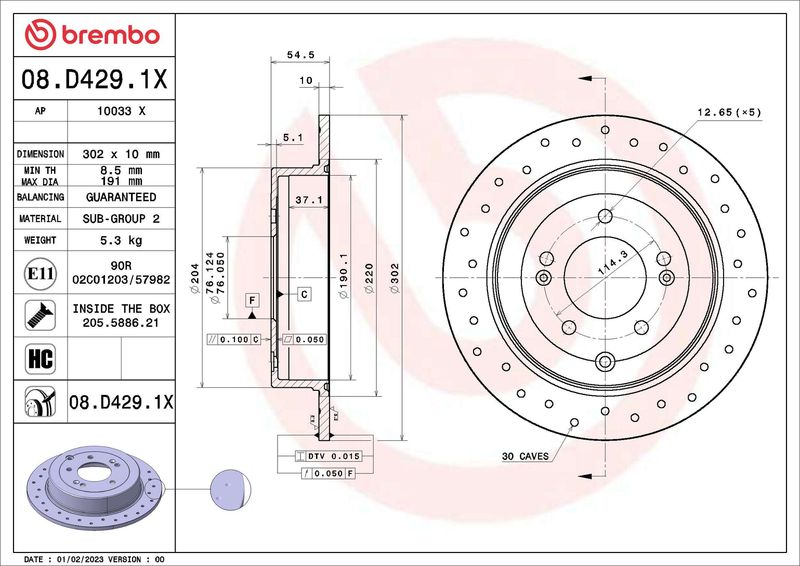 Tarcza hamulcowa BREMBO 08.D429.1X