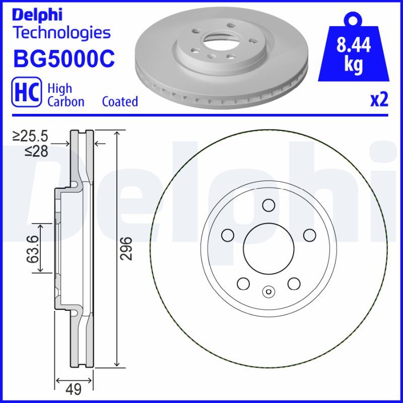 Tarcza hamulcowa DELPHI BG5000C