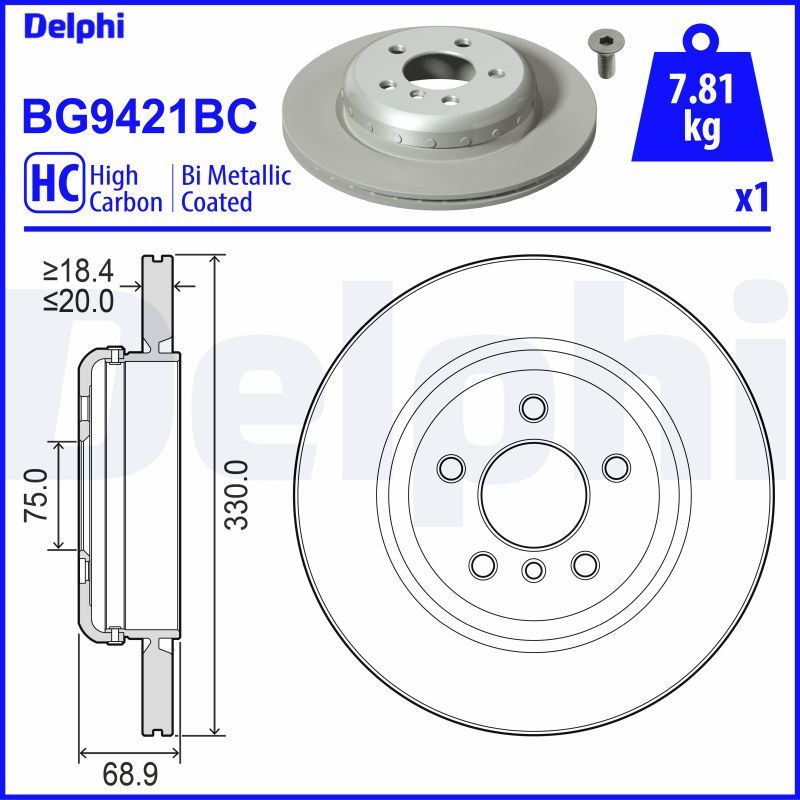 Tarcza hamulcowa DELPHI BG9421BC