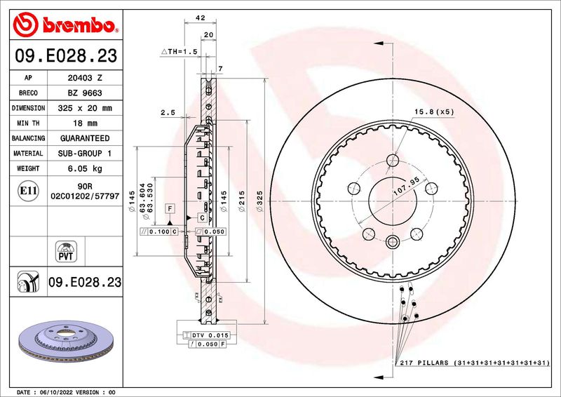 Tarcza hamulcowa BREMBO 09.E028.23