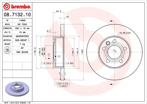 Tarcza hamulcowa BREMBO 08.7132.10