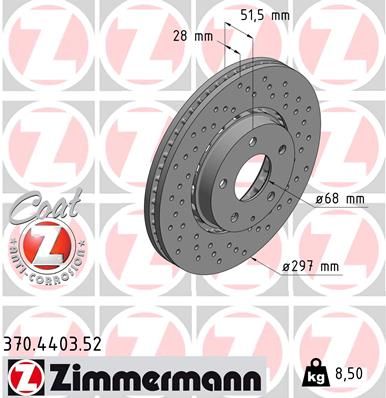 Tarcza hamulcowa ZIMMERMANN 370.4403.52