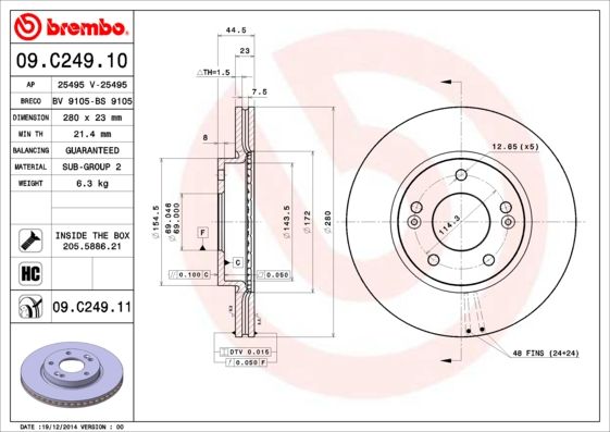 Tarcza hamulcowa BREMBO 09.C249.11