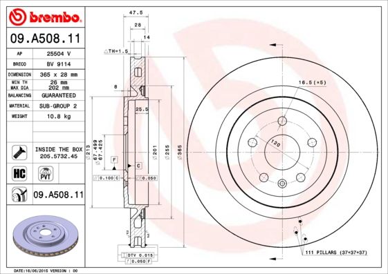 Tarcza hamulcowa BREMBO 09.A508.11