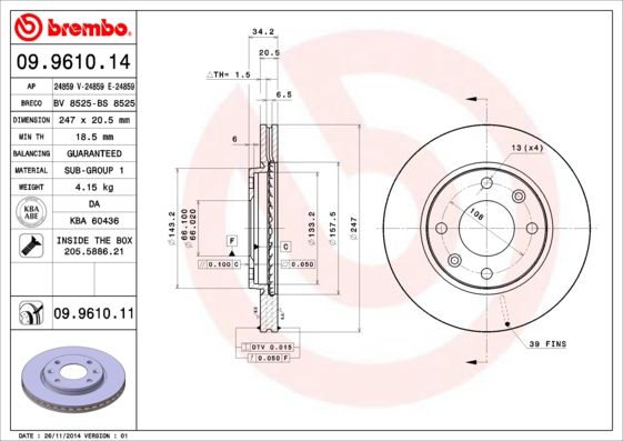 Tarcza hamulcowa BREMBO 09.9610.11