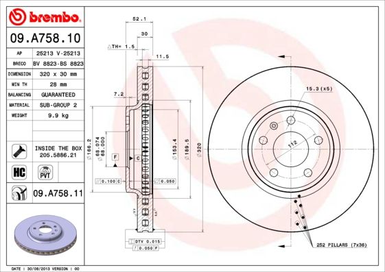 Tarcza hamulcowa BREMBO 09.A758.11