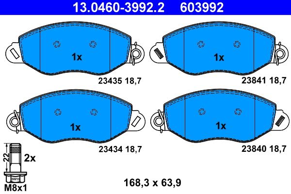 Zestaw klocków hamulcowych, hamulce tarczowe ATE 13.0460-3992.2