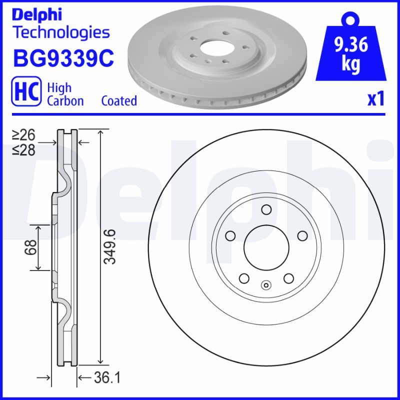 Tarcza hamulcowa DELPHI BG9339C
