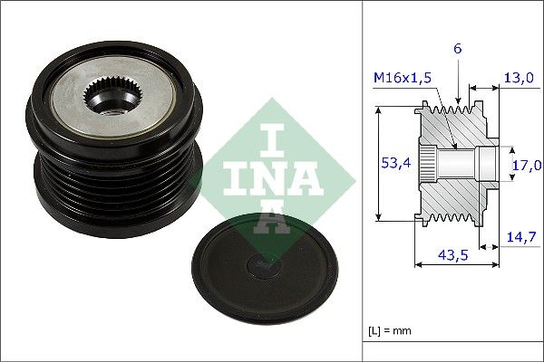 Alternator - sprzęgło jednokierunkowe INA 535023710