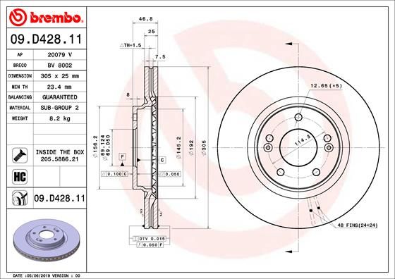 Tarcza hamulcowa BREMBO 09.D428.11
