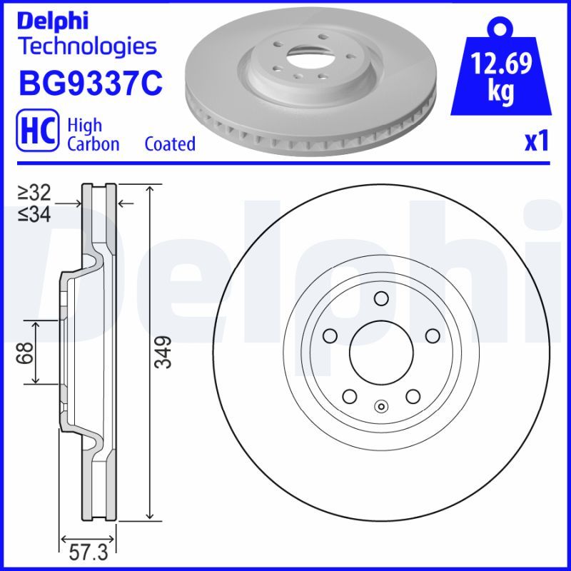 Tarcza hamulcowa DELPHI BG9337C