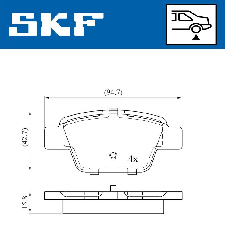Zestaw klocków hamulcowych, hamulce tarczowe SKF VKBP90315