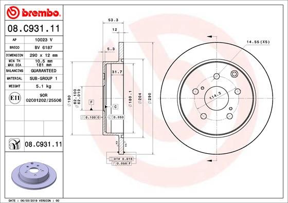 Tarcza hamulcowa BREMBO 08.C931.11