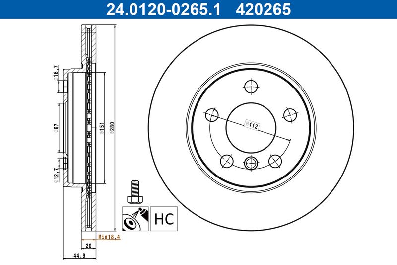 Tarcza hamulcowa ATE 24.0120-0265.1