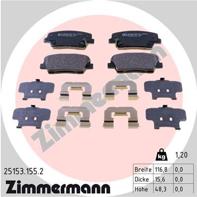 Zestaw klocków hamulcowych, hamulce tarczowe ZIMMERMANN 25153.155.2