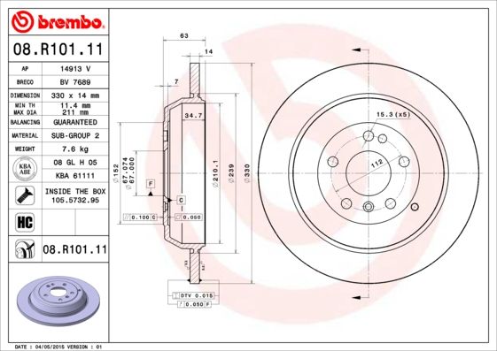 Tarcza hamulcowa BREMBO 08.r101.11
