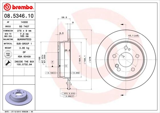Tarcza hamulcowa BREMBO 08.5346.10