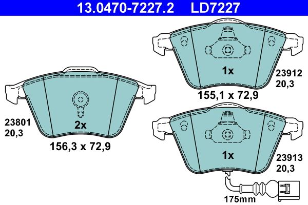 Zestaw klocków hamulcowych, hamulce tarczowe ATE 13.0470-7227.2