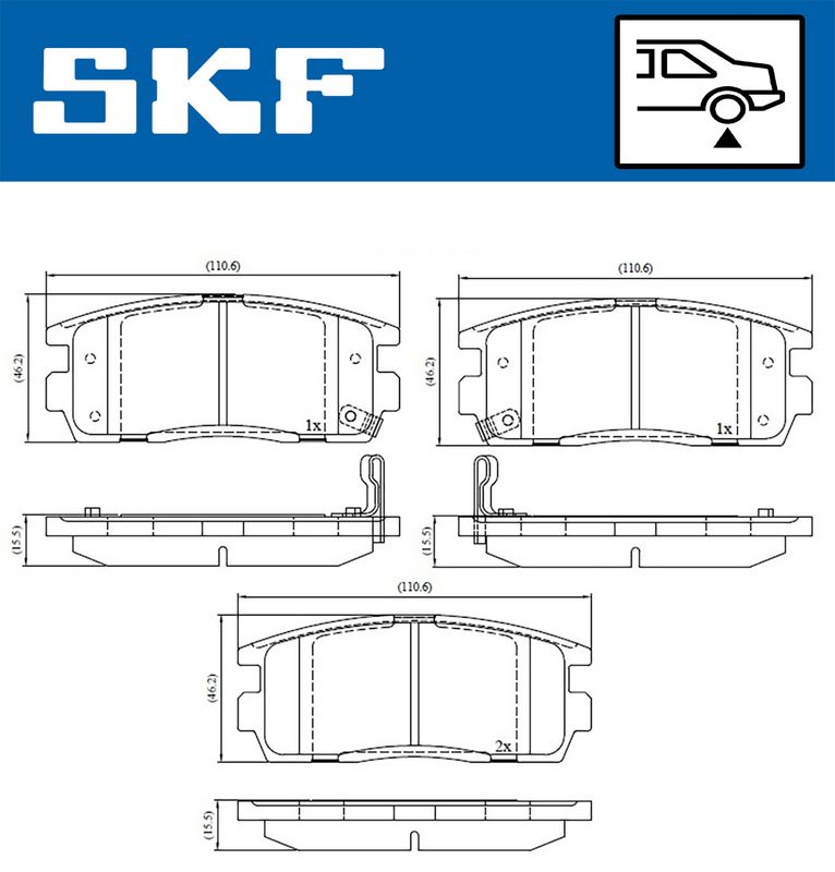 Zestaw klocków hamulcowych, hamulce tarczowe SKF VKBP 90556 A