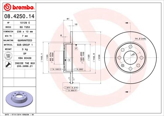 Tarcza hamulcowa BREMBO 08.4250.14