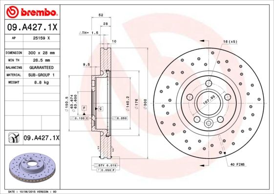 Tarcza hamulcowa BREMBO 09.A427.1X