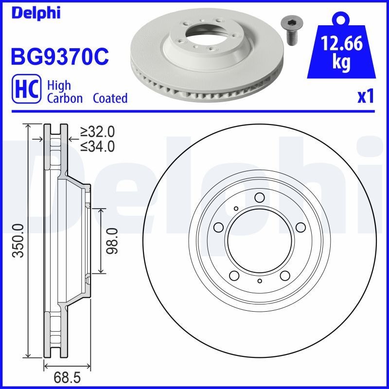 Tarcza hamulcowa DELPHI BG9370C