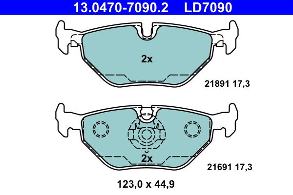 Zestaw klocków hamulcowych, hamulce tarczowe ATE 13.0470-7090.2