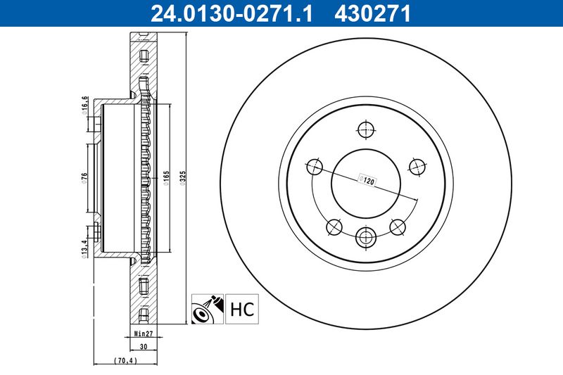 Tarcza hamulcowa Ate 24.0130-0271.1