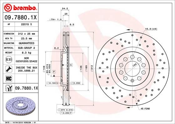 Tarcza hamulcowa BREMBO 09.7880.1X