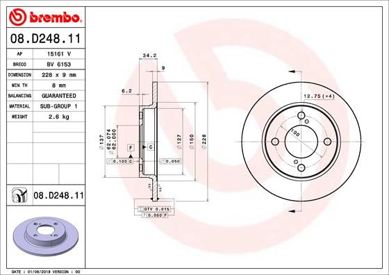 Tarcza hamulcowa BREMBO 08.D248.11