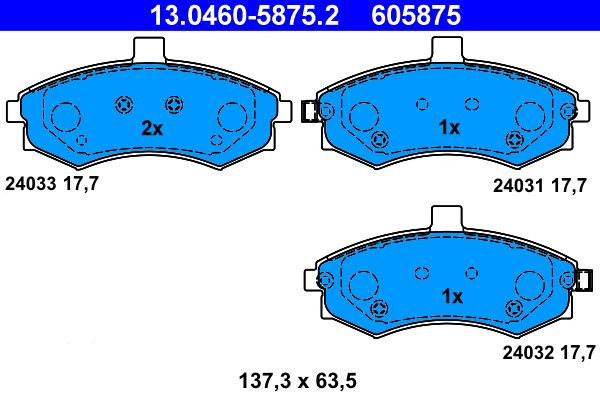 Zestaw klocków hamulcowych, hamulce tarczowe ATE 13.0460-5875.2
