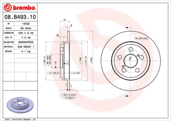 Tarcza hamulcowa BREMBO 08.B493.10